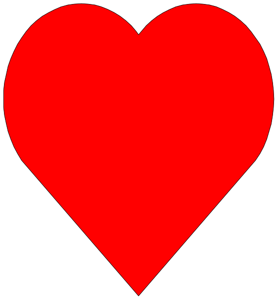 The image shows a red heart with an outline of two hearts on either side forming a rectangle shape against a black background.
