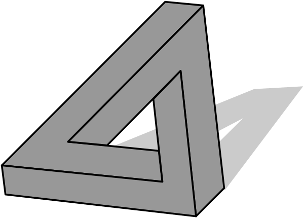 The image shows a simple black and white line drawing of an abstract geometric shape resembling three interconnected triangles forming what appears to be a stylized letter 'A'.