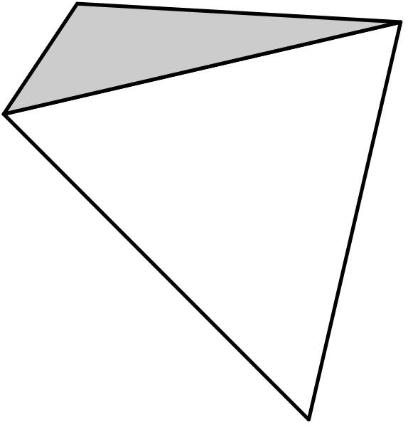 The image shows a black background with two white triangles pointing upwards at an angle to each other on either side of what appears to be a small rectangle in between them.