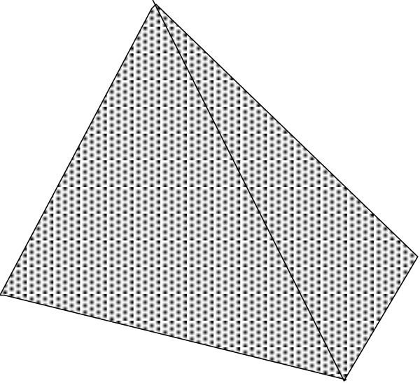 The image shows a black and white pixelated representation of an envelope with what appears to be text on it placed over another object that looks like a piece of paper or fabric in front of which there is some sort of pattern, possibly indicating texture or material properties.
