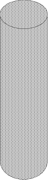 The image shows a tall cylindrical object with vertical ridges on its surface against an indistinct background that appears to be grayish in color.