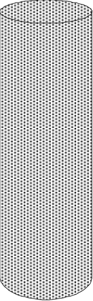 The image shows a tall cylindrical object with vertical ridges on its surface against an indistinct background that appears to be grayish in color.
