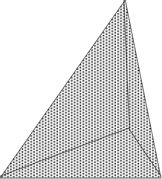The image shows a black triangle with white lines inside it against a dark background.