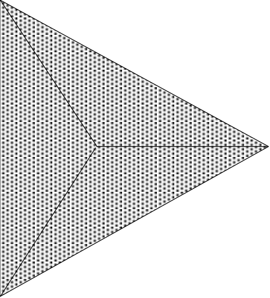 The image shows a black and white pixelated representation of an arrow pointing to its target with two different shades of gray for contrasting areas within it.