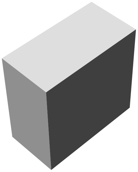The image shows a simple three-dimensional cube with shading to give it depth against a plain background.