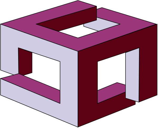 The image shows a pixelated representation of an abstract structure with geometric shapes resembling letters "C" and "S".