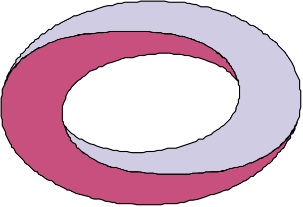 The image shows a logo with two intertwined pink loops forming an 'O' shape on top of each other against a black background.