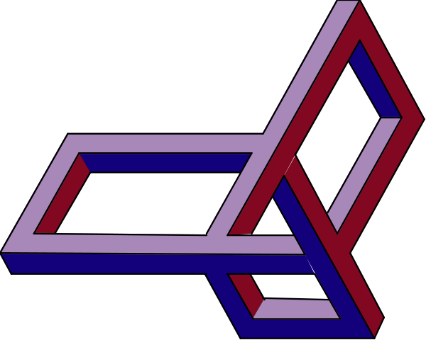 The image shows a stylized graphic with interconnected lines forming an abstract pattern resembling a three-dimensional structure in shades of red, blue, pink, purple, yellow, green, orange, white and black against a dark background.