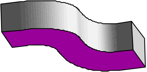 The image shows a purple flag with white stripes on it against a gray background.