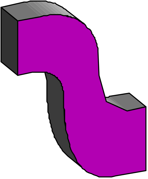The image shows a purple pipe with two ends connected by an angle piece against a black background.
