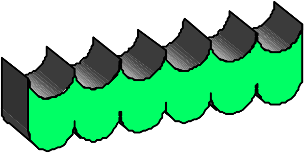 The image shows a green line with black dots on it against a gray background.