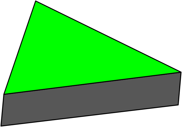 The image shows a simple black and white line drawing of two triangles with different shades of gray inside them on top of each other against a dark background.