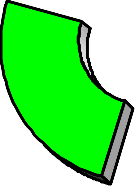 The image shows a green arrow pointing to an object that appears to be a piece of paper with text on it; however, due to its small size in this clip-art format, specific details about the content of the document and any other objects present within the frame cannot be confidently determined or described.