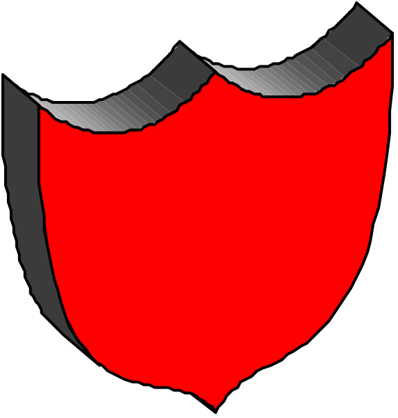 The image shows a red shield with two smaller images of it on either side; each depicts an open book lying flat in front of the viewer's perspective.