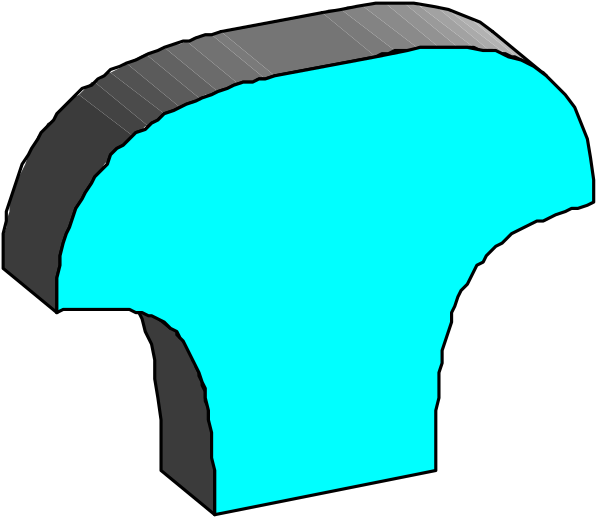 The image shows a black background with two blue items that resemble stylized bread loaves on top of each other in front view.