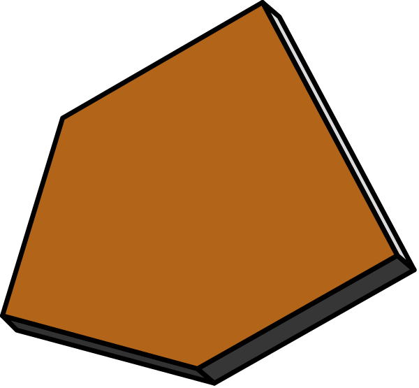 The image shows two orange hexagons against a black background with no other discernible elements present.