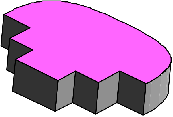 The image shows a simple black and white pixelated representation of two puzzle pieces with pink borders forming an abstract shape that could be interpreted as part of something larger due to its incomplete nature.