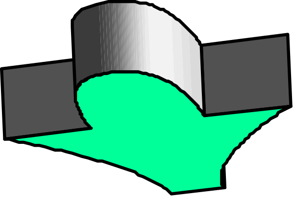 The image shows a green arrow pointing upwards with an object that resembles a satellite dish above it against a dark background.