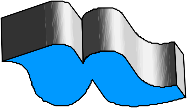 The image shows a stylized graphic of water waves with blue coloring on top against a gray background; there is no text present in this clip-art image.