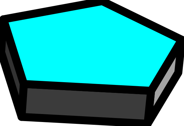 The image shows a blue box with rounded corners on top of another object that appears to be black but is partially obscured by the blue one; both boxes have white outlines against an indistinct background.