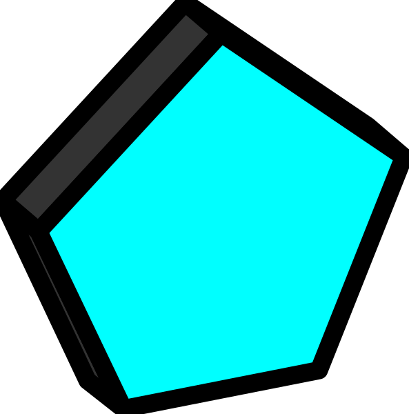 The image shows a blue cube with an open top on its side against a black background.