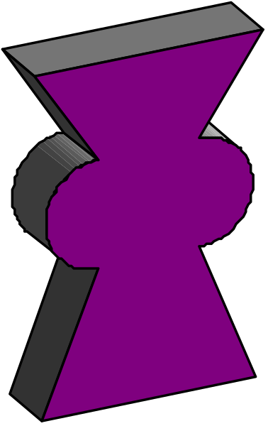 The image shows a purple logo with two black lines forming an 'x' shape on top of each other against a grey background.