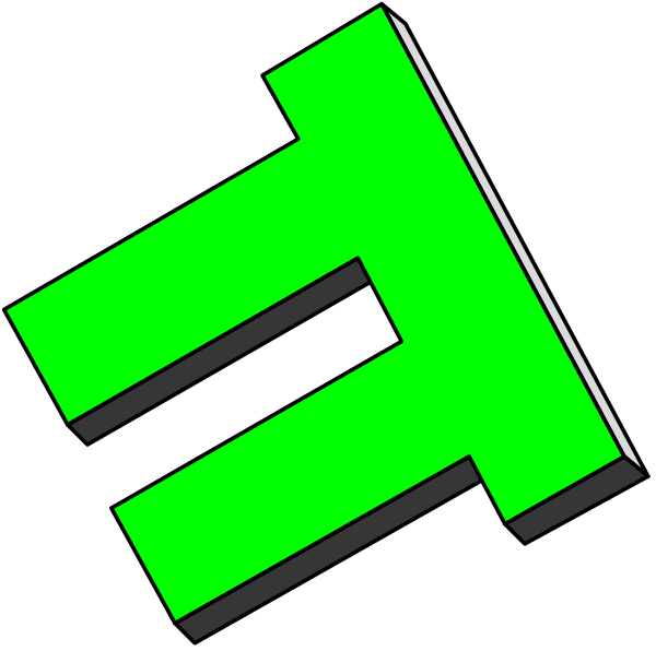 The image shows a green letter 'e' with an exclamation mark inside it on top of another similar but smaller green e in black background.