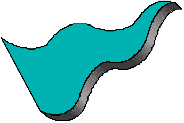 The image shows a stylized graphic of an abstract wave with blue coloring against a dark background on what appears to be a digital display screen.