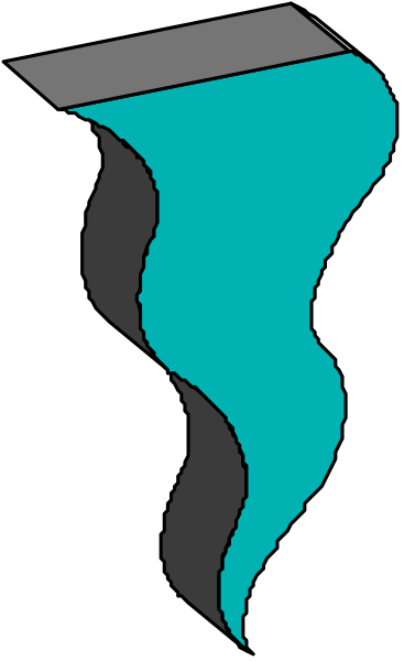 The image shows a stylized graphic of an abstract flame with blue highlights on it against a dark background.