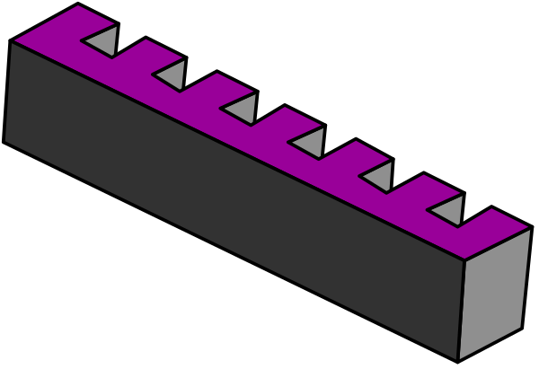 The image shows a purple Lego brick with two studs on top of it against a black background.