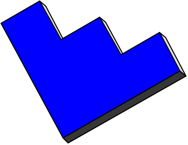 The image shows a blue abstract design with geometric shapes against a black background.
