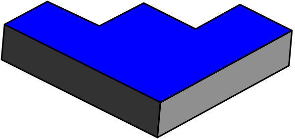 The image shows a blue chess piece on top of another black square with white lines forming an X shape against a grey background.