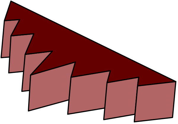 The image shows a red arrow pointing downwards with several steps leading to it against a dark background.