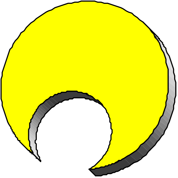 The image shows a black background with two yellow crescent moons on either side of an eclipse-like shape in between them that resembles a sunset or moonrise effect due to its darker color and circular form, creating a sense of celestial alignment against the night sky.