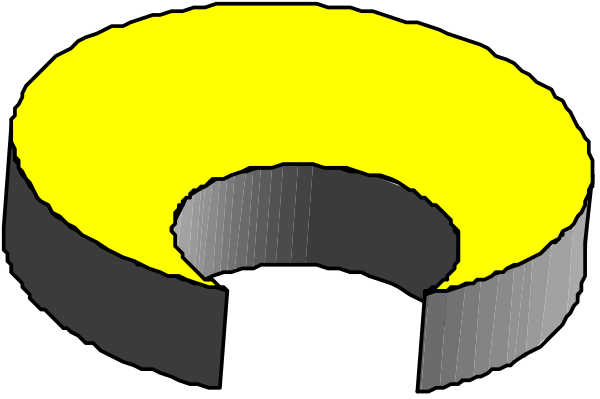 The image shows a black background with three yellow circular lights of varying sizes positioned at different angles from each other; there is no text present in this clip-art graphic.