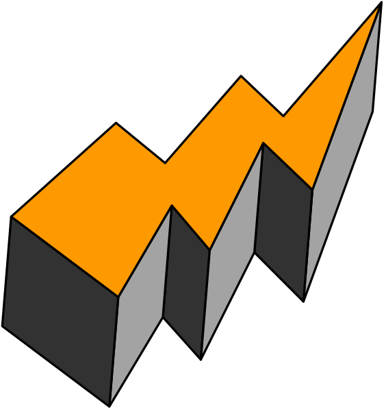 The image shows a black and white photo of an orange bar graph on top left corner with its corresponding line chart below it in bottom right corner.