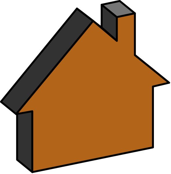 The images show two different views of a house icon with an orange roof against black backgrounds; no other elements present besides houses in each image.