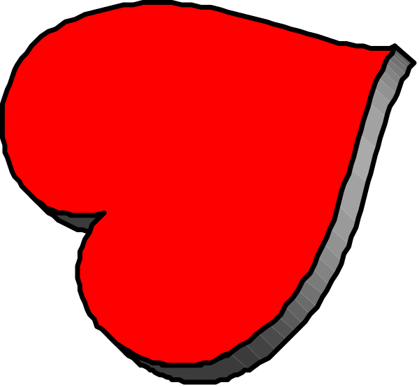 The image shows a red heart with two black lines forming an "x" shape on it against a white background.