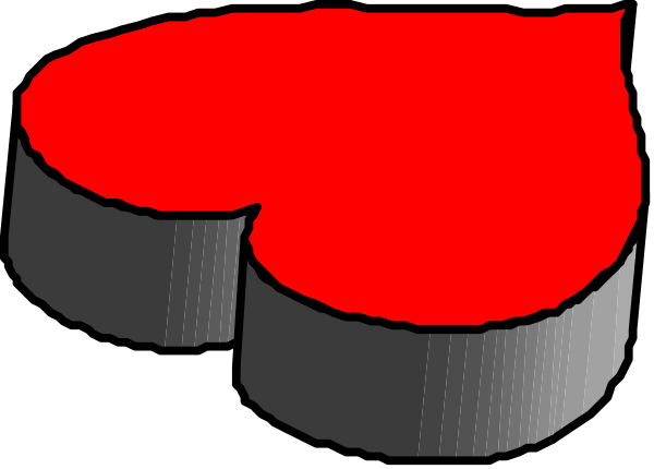 The image shows a red heart with two black lines forming an "x" shape on top of it against a dark background.