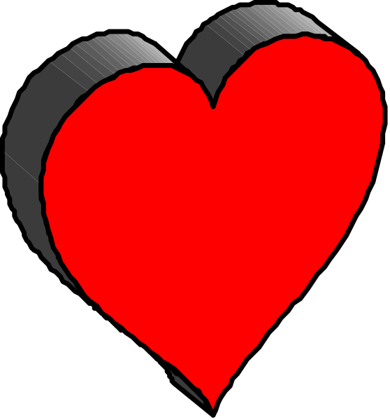 The image shows a red heart with black outlines on its left side against a white background.