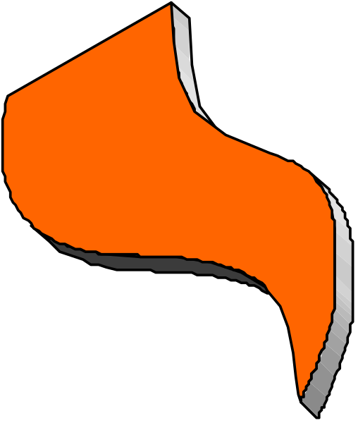 The image shows a stylized orange arrow pointing to its right side against a black background with no other discernible elements present in this small clip-art format.