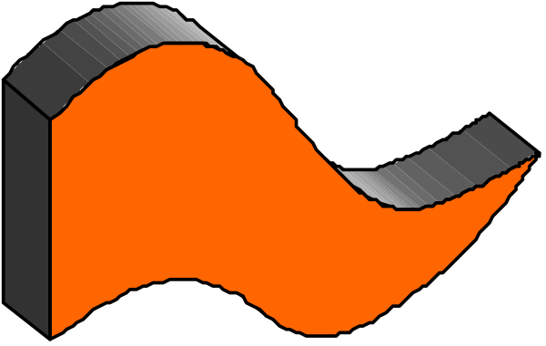 The image shows a logo with an abstract design that includes two shapes resembling stylized waves or flags on either side of what appears to be a small box in between them; there is no text present, and it's not possible for me to provide more specific details about the objects without additional context.