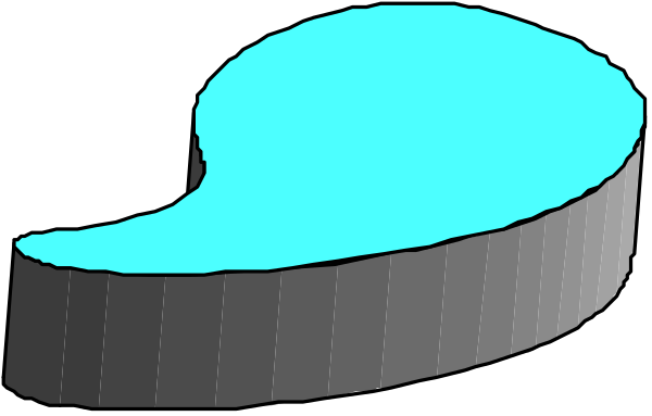 The image shows a stylized representation of an ocean wave with blue water on top against a dark background; there is no text present in this clip-art illustration.