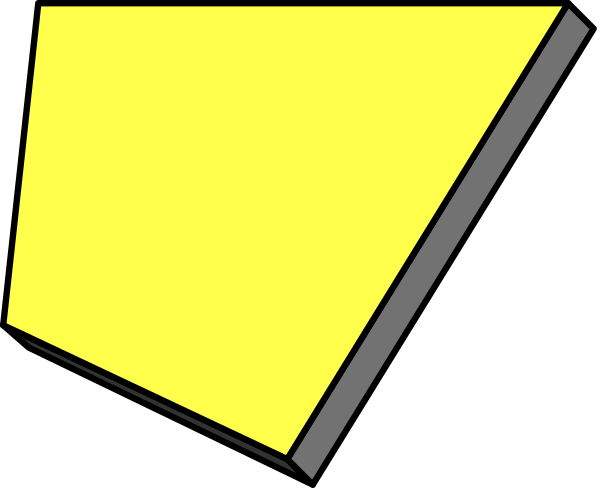 The image shows a black triangle with two yellow triangles inside it on top of each other against a white background.