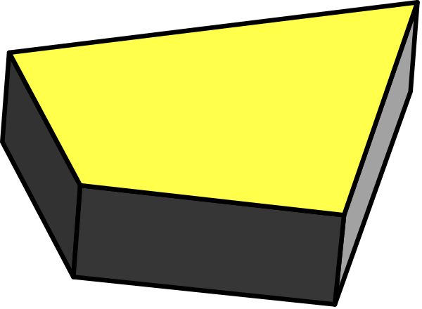 The image shows a simple black and white line drawing of two triangles with yellow interiors facing each other on what appears to be an abstract background.