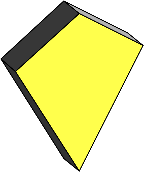 The image shows a yellow triangle with black lines on it against a gray background.