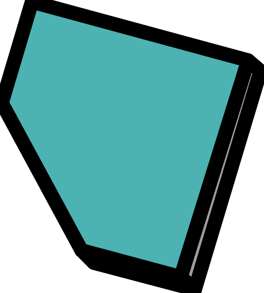 The image shows a blue triangle on top of another smaller rectangle with an arrow pointing to it from above left corner.