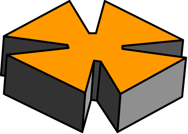 The image shows a stylized graphic of an open book with pages that appear to be folded over each other on top of what looks like a black surface.