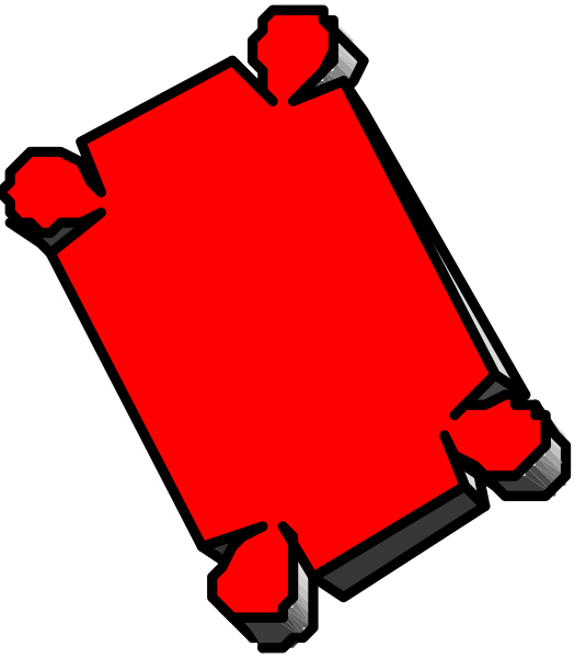 The image shows a red rectangle with four corners highlighted by white dots against a black background on the left side of an otherwise gray screen.