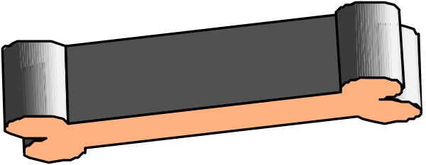 The image shows a simple black and white line drawing of two rectangles with curved tops connected by an orange squiggly line that appears to be in motion on top of one rectangle.